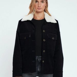 Joie Draper Oversized Sherpa Collar Corduroy Jacket